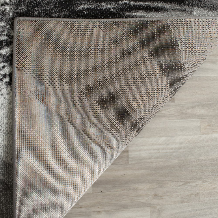 3' Square Grey and Multicolor Abstract Synthetic Area Rug
