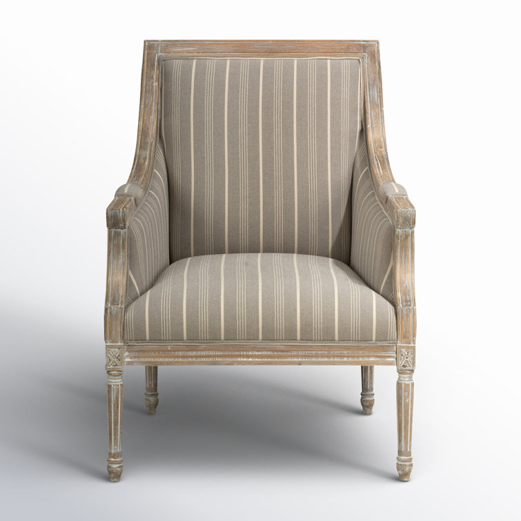 Rowena Taupe Birch Wood Handcrafted Armchair with Cushion