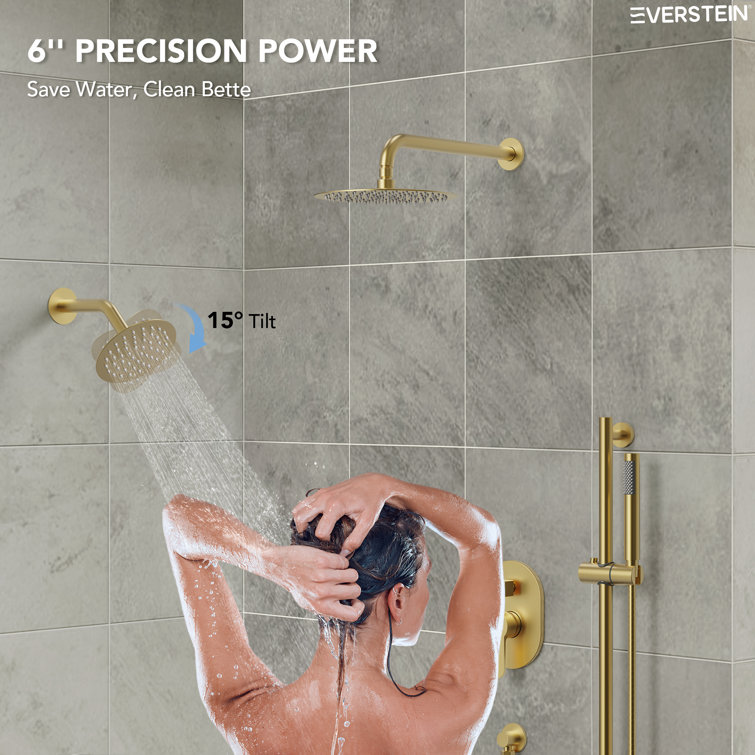 Brushed Gold Dual Head Stainless Steel Shower System with Handheld