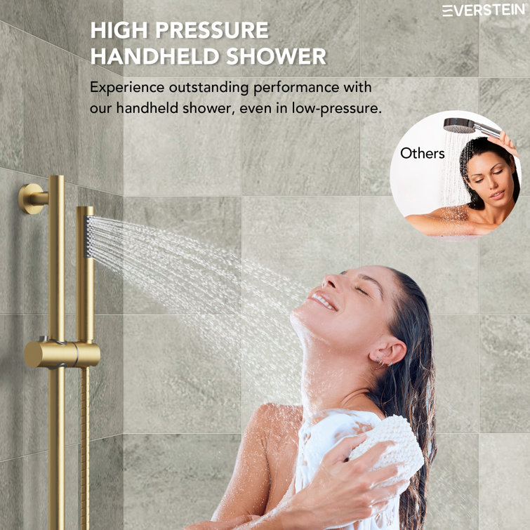 Brushed Gold Dual Head Stainless Steel Shower System with Handheld
