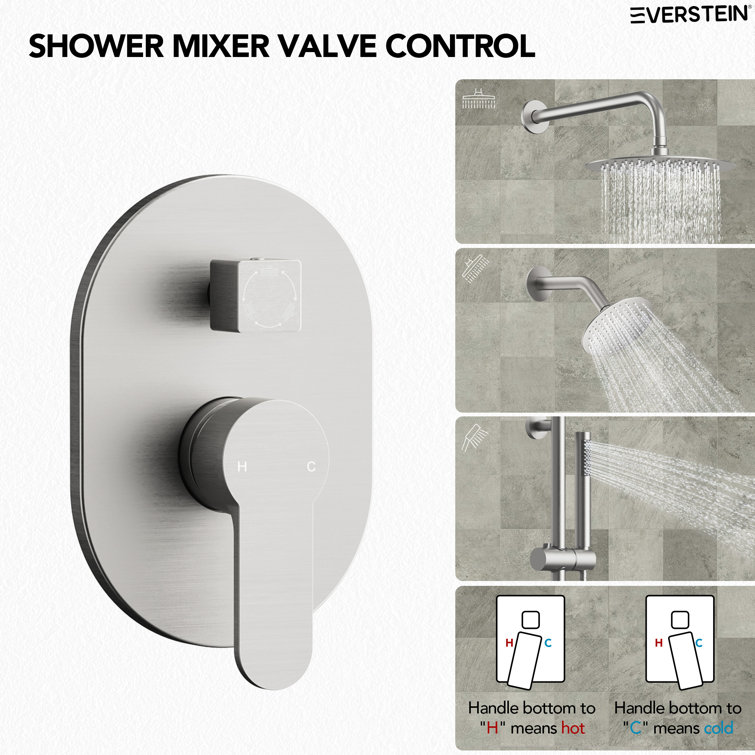 Dual Function Brushed Nickel Stainless Steel Shower System