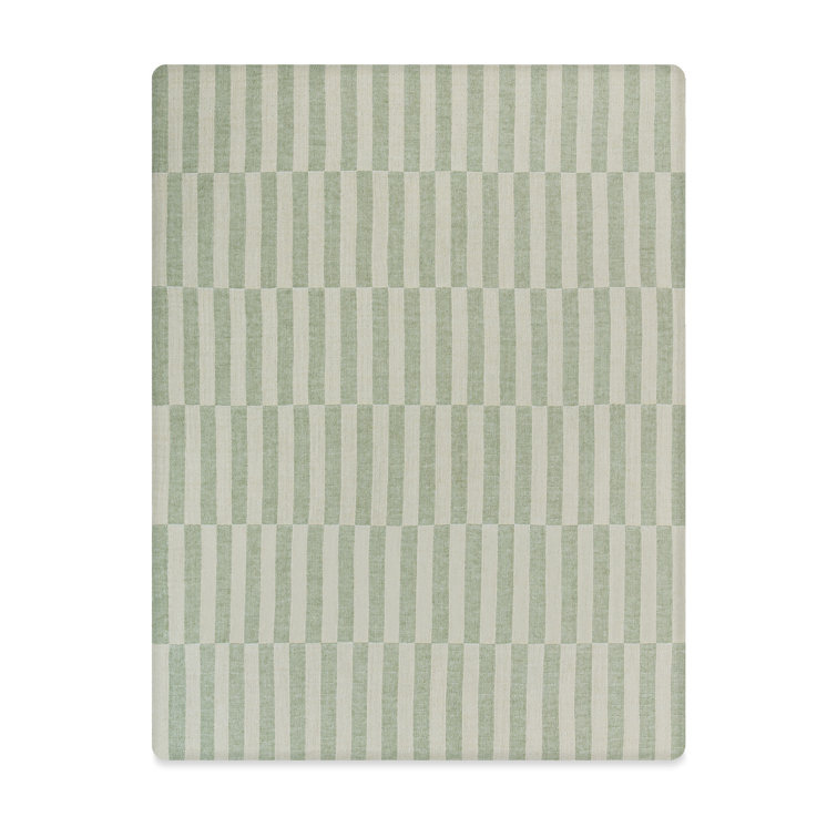 Green and Beige Organic Cotton Moss Stripe Midi Crib Sheet