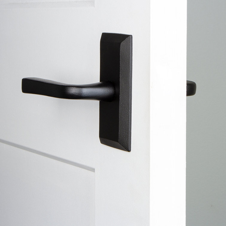 Black Iron Universal Interior Door Handle with Rectangular Plate