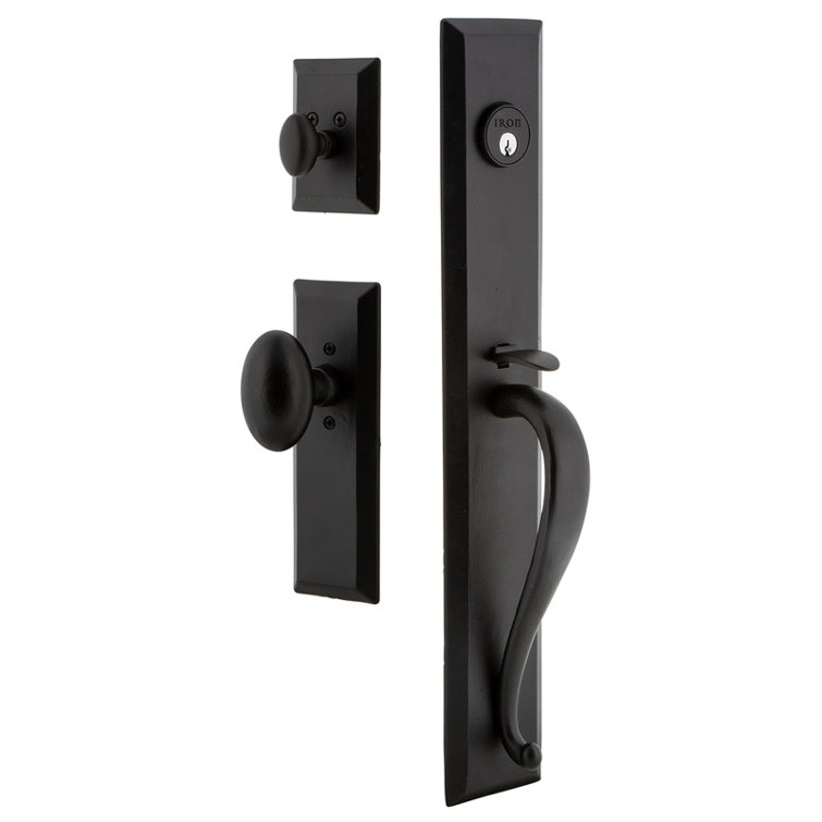 Matte Black Iron Handleset with Deadbolt and Knob