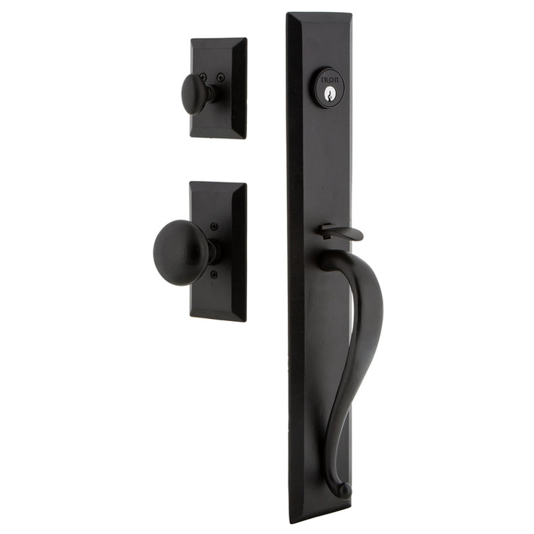 Matte Black Iron Handleset with Deadbolt and Knob
