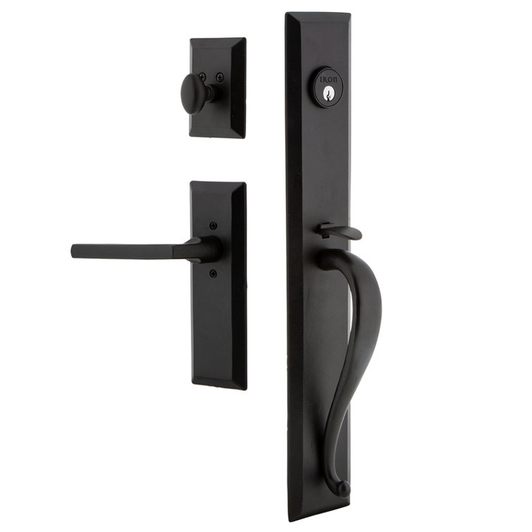Matte Black Iron Handleset with Deadbolt and Lever