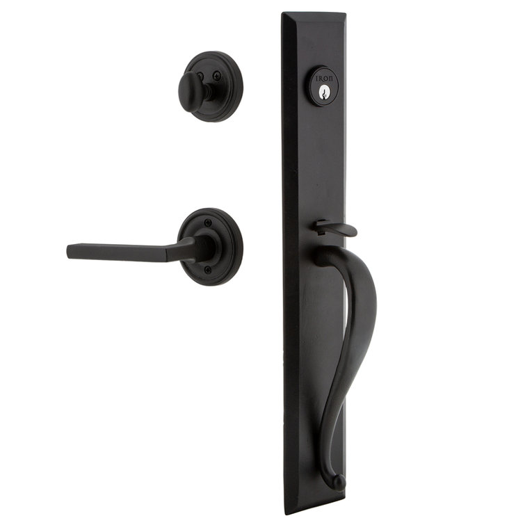 Matte Black Iron Handleset with Deadbolt and Lever