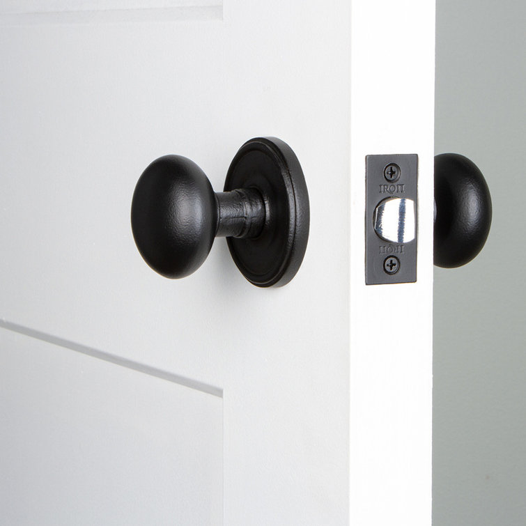 Black Iron Round Knob with Loch Rosette for Interior Doors