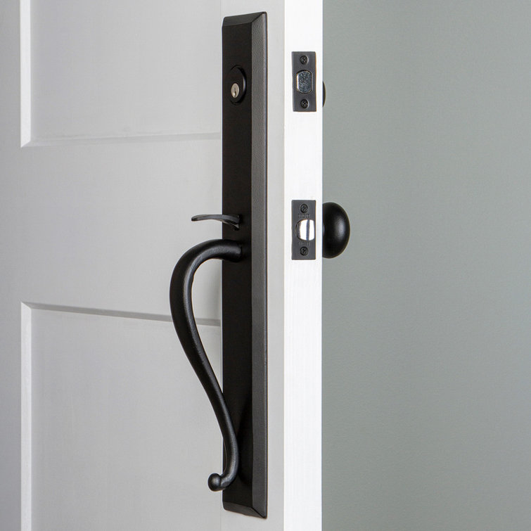 Matte Black Iron Handleset with Deadbolt and Knob