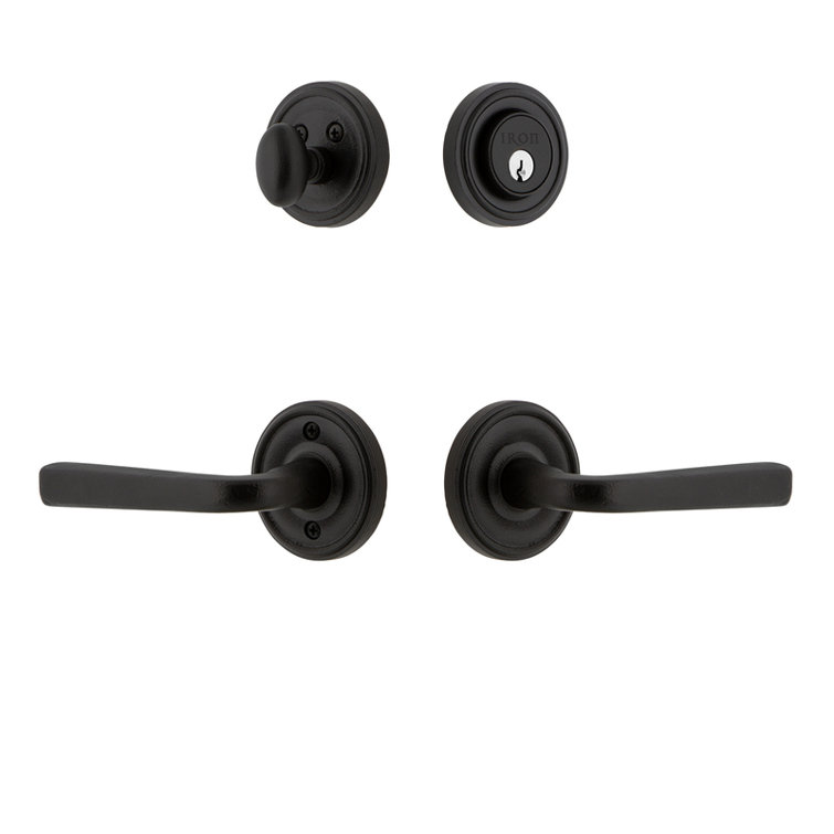 Matte Black Iron Loch Rosette Entry Set with Lance Lever