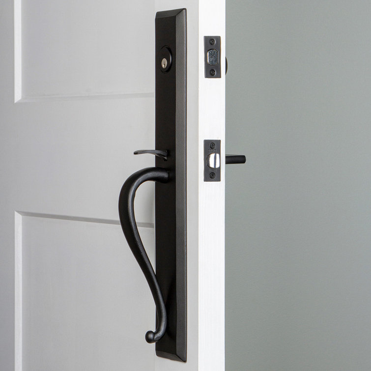 Matte Black Iron Handleset with Deadbolt and Dirk Lever