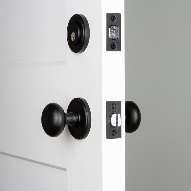 Matte Black Iron Loch Rosette Entry Set with Keep Knob