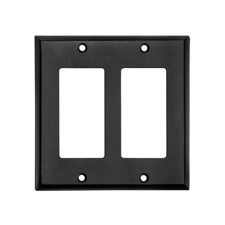 Black Powder Coated Double Rocker Switch Plate