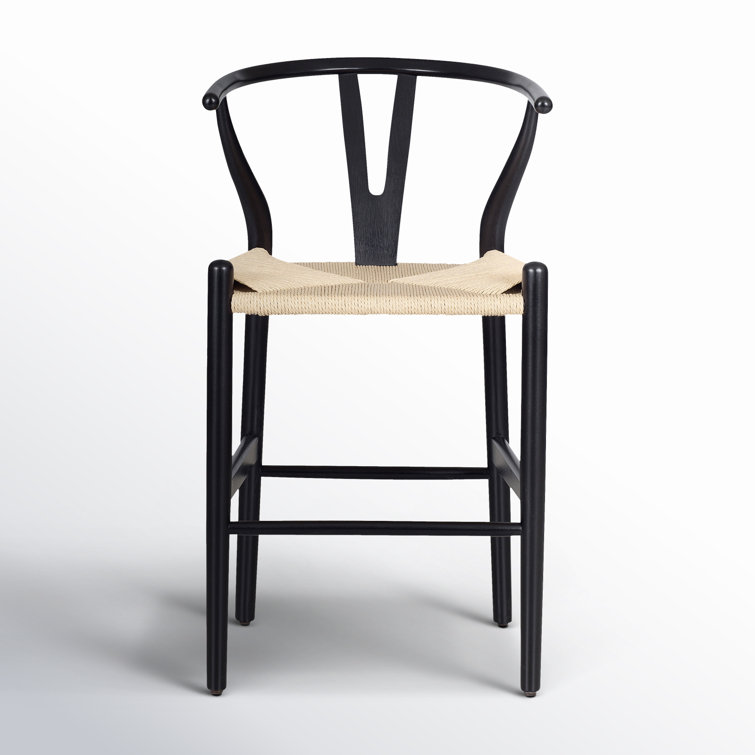Wyn Black and Natural Woven Rope Counter Stool