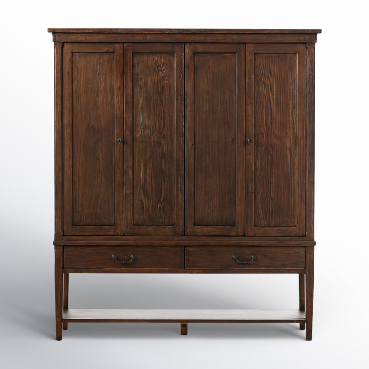 Brimley Dark Brown Solid Wood 4-Door Accent Cabinet