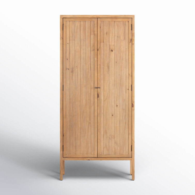 Nelia Smoked Pine Minimalist Armoire