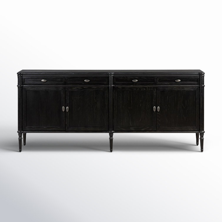 Susie 78.75'' Distressed Black Solid Oak Sideboard
