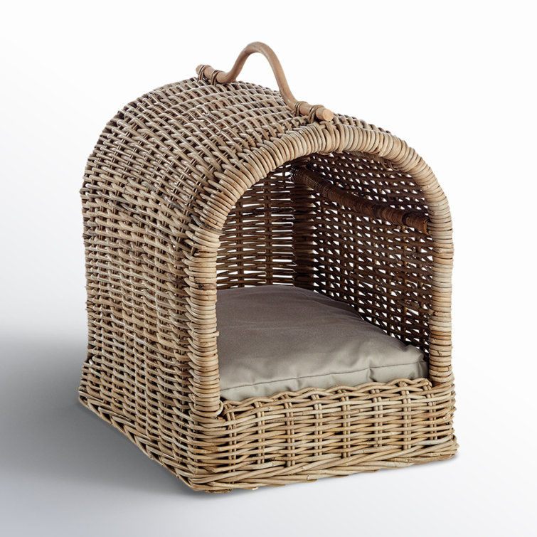 Small Elevated Rattan Orthopedic Canopy Pet Bed