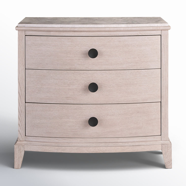 Rolling Fog 3-Drawer Nightstand with Stone Top