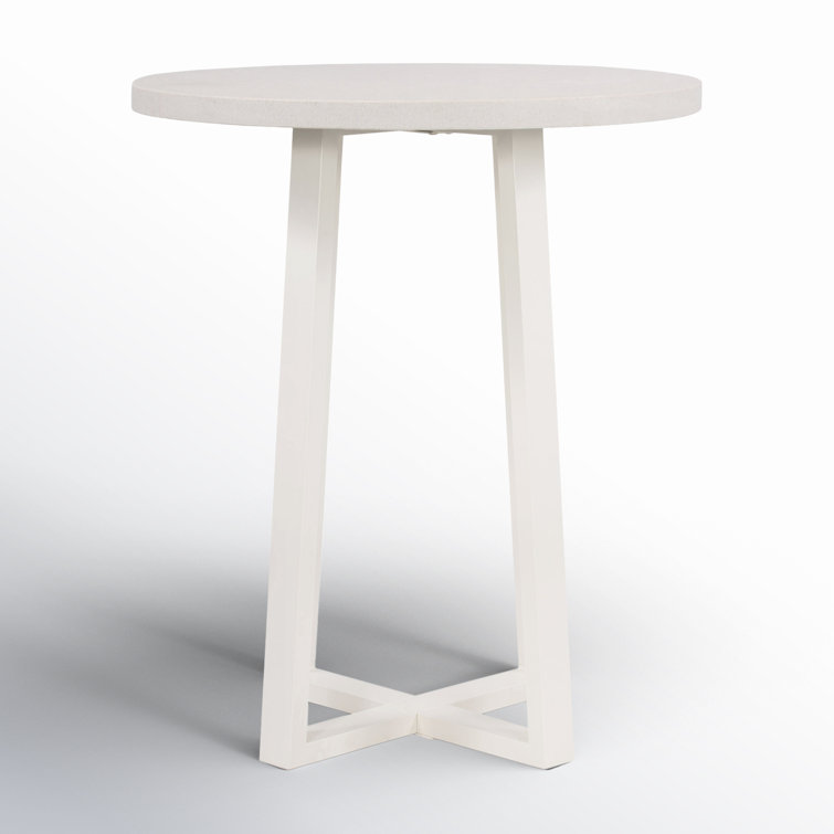 White Lava Stone and Iron Round Bar Table
