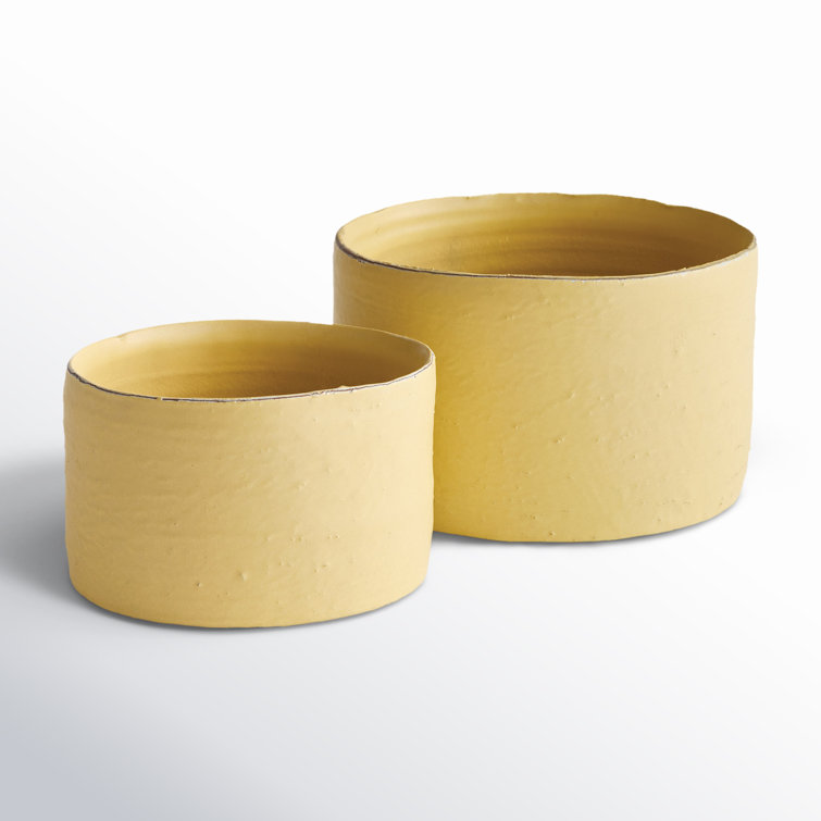 Buttercup Yellow Handmade Terracotta Planter Set