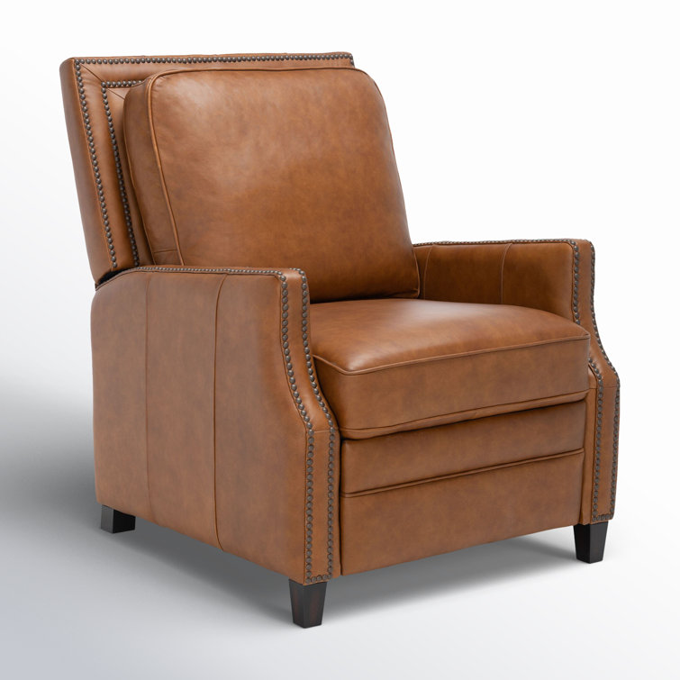 Buddy Contemporary Leather Recliner in Coffee Brown with Birch Wood Legs
