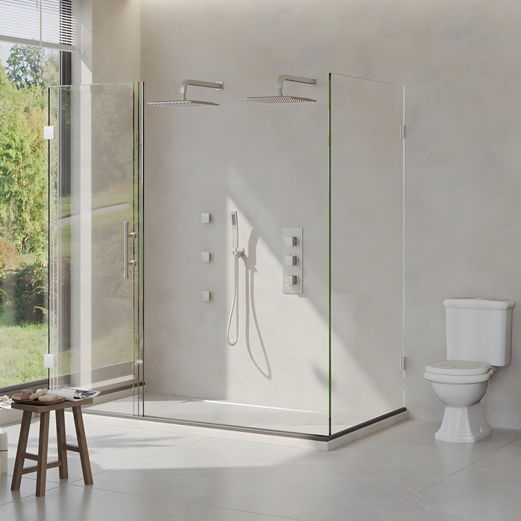 Brushed Nickel Dual 12" Rainfall Shower System with Handheld and Jets
