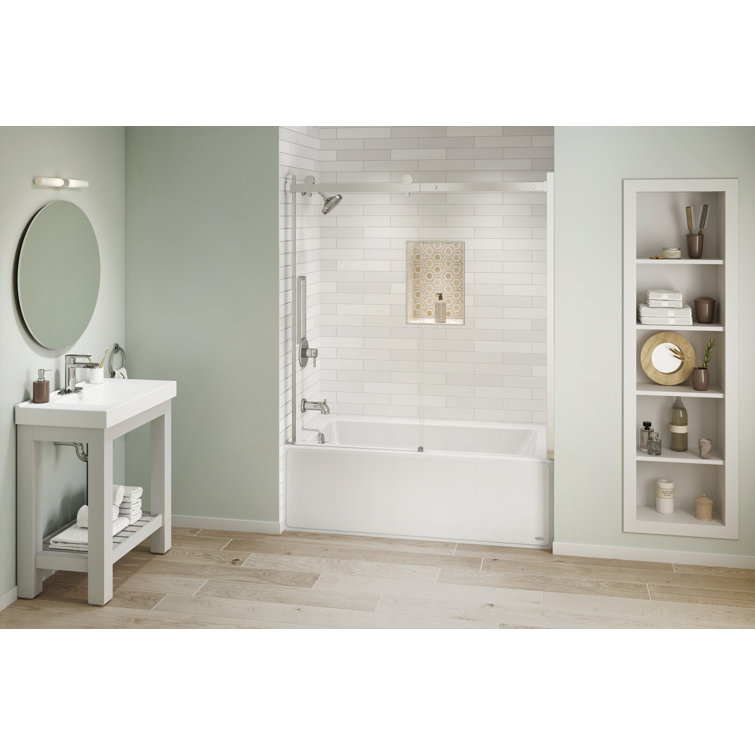 Oyster Acrylic Rectangular Alcove Soaking Bathtub with Left Drain