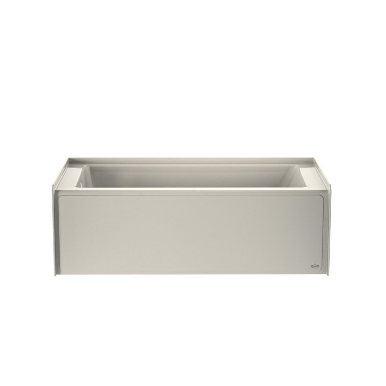 Oyster Acrylic Rectangular Alcove Soaking Bathtub with Left Drain