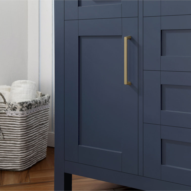 Midnight Blue 48" Bathroom Vanity Set with White Marble Top