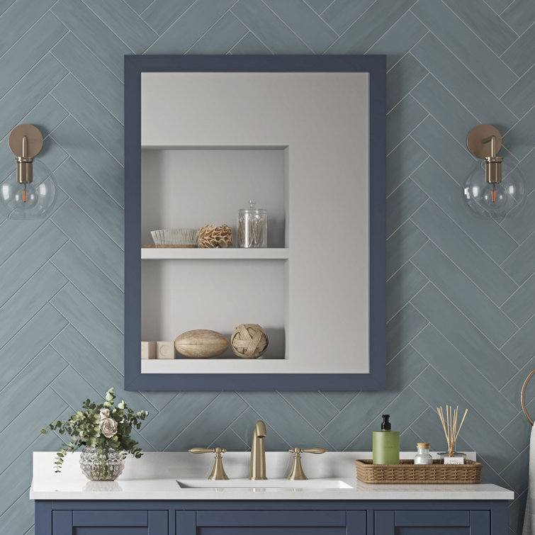 Midnight Blue 48" Bathroom Vanity Set with White Marble Top