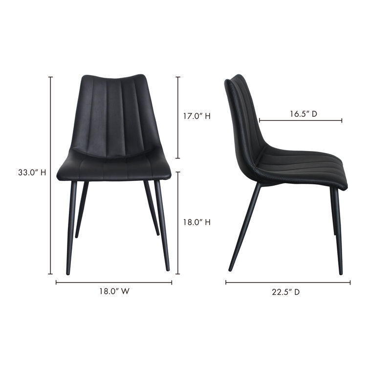 Black Faux Leather Upholstered Metal Side Chair Set