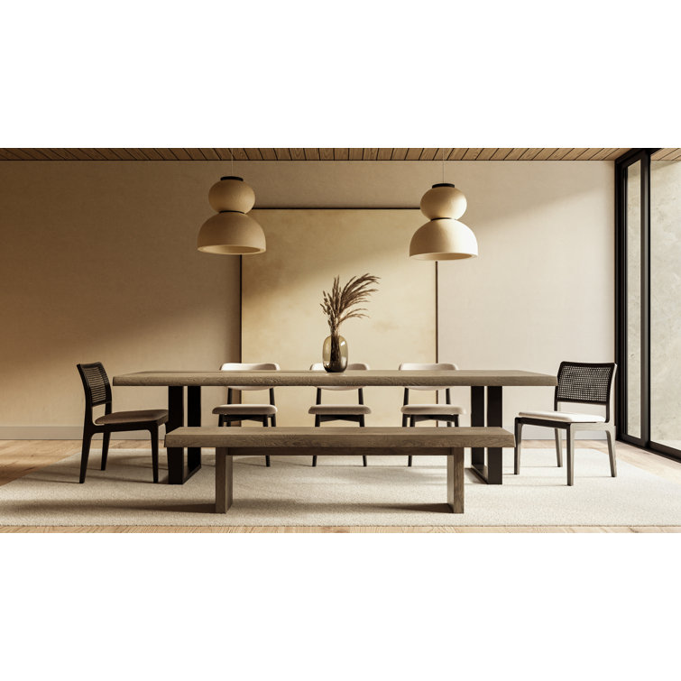 Americano Acacia Wood & Pewter Aluminum 92" Rectangular Dining Table