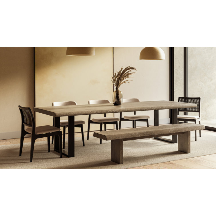 Americano Acacia Wood & Pewter Aluminum 92" Rectangular Dining Table