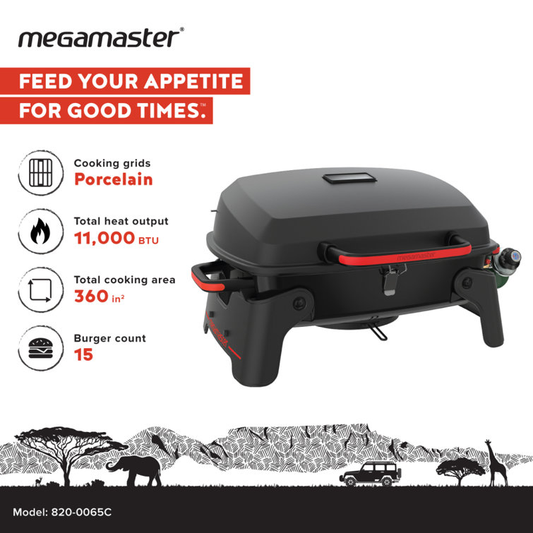 Megamaster Portable Black and Red Propane Gas Grill