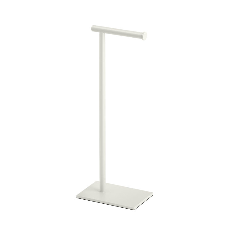 Matte White Metal Freestanding Toilet Paper Holder with Weighted Base