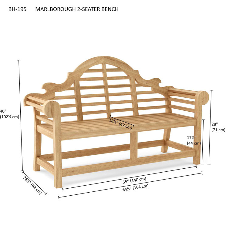 Marlborough Natural Teak 66" Outdoor Bench