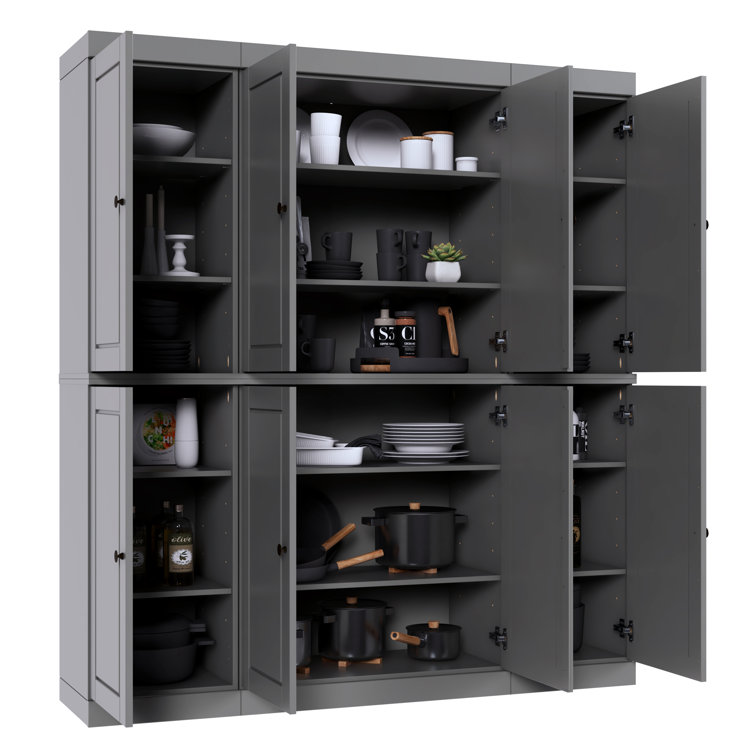 Siegmeyer 100% Solid Wood 65" Pantry Cabinet with Solid Doors and Adjustable Shelves