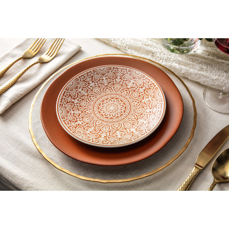 Terracotta Ceramic Microwave-Safe Dinner Plates, Set of 4
