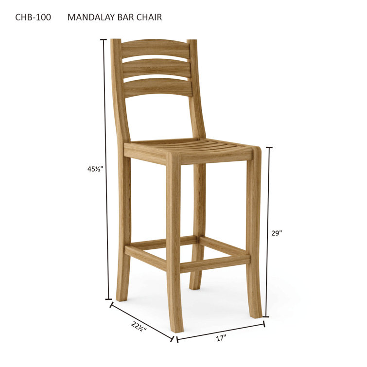 Avalon Natural Teak Wood Outdoor Bar Chair