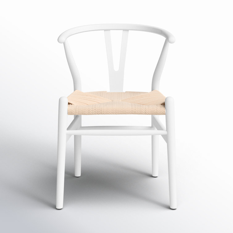 Wyn Solid Wood Weave Mid-Century Modern Dining Chair in White