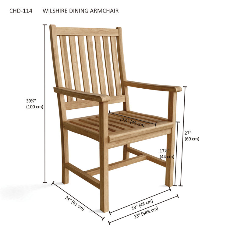 Wilshire Teak Outdoor Dining Armchair