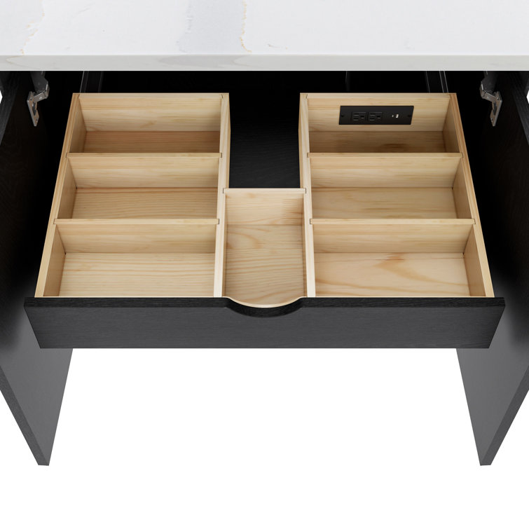 Adele 48'' Black Oak Single Bathroom Vanity Base