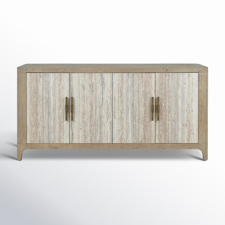 72" Brown Reclaimed Wood and Concrete Sideboard Buffet