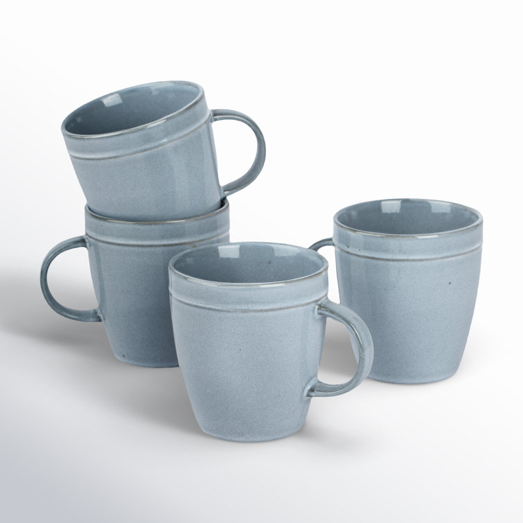 Blue Ceramic Microwave Safe Coffee Mug Set
