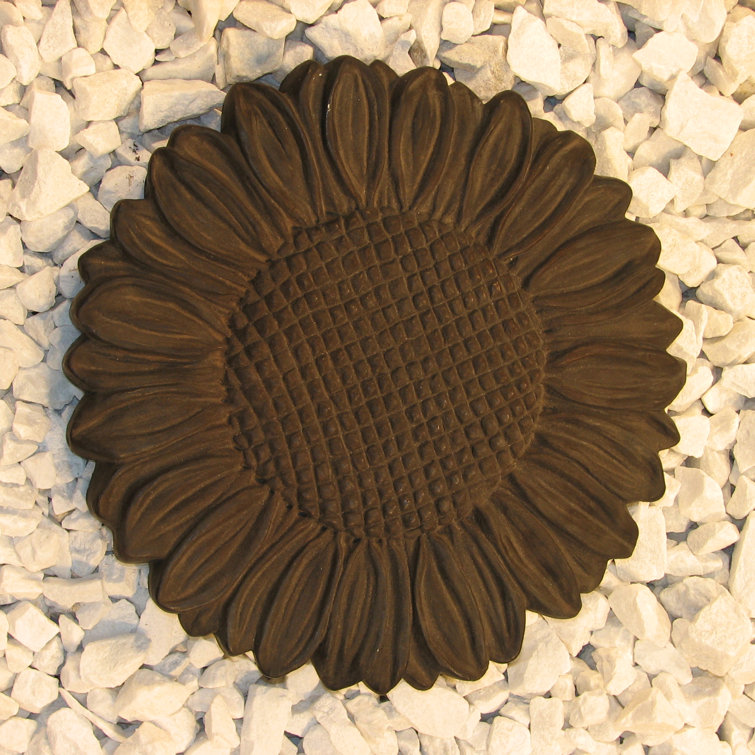 Dark Walnut Concrete Sunflower Stepping Stone