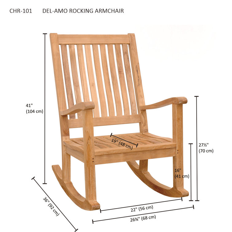 Natural Teak Solid Wood Rocking Armchair