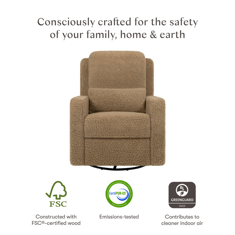 Cortado Shearling Swivel Recliner with Sustainably Sourced Wood