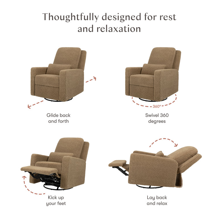 Cortado Shearling Swivel Recliner with Sustainably Sourced Wood