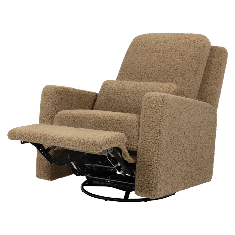 Cortado Shearling Swivel Recliner with Sustainably Sourced Wood